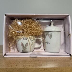 Adorable Rae Dunn Bunny Rabbit Cream & Sugar Spring Easter 2018 Collection